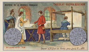 Silberdenar von Reims aus der Regierungszeit von Ludwig V., 986 von French School