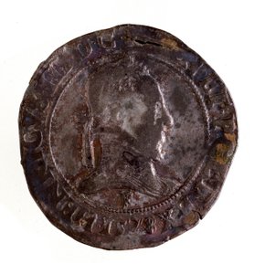 Silberner französischer Teston, Regierungszeit von König Heinrich III von Frankreich (1574-1589). Durchm. 3,5 cm Neapel, Archäologisches Museum von French School