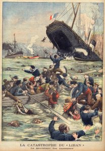 Untergang des Dampfschiffs Liban vor Marseille, Passagiere werden gerettet in „Le Petit Journal“ vom 21. Juni 1903 (Gravur)