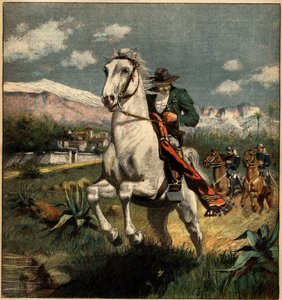 Schmuggler in den Pyrenäen verfolgt von den Karabinieri des Königs. Gravur in „La Terre Illustrée“ Nr. 75 vom 7. April 1892 von French School