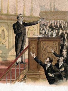 Rede des Außenministers François Guizot (1787-1874) vor der Abgeordnetenkammer gegen die Opposition