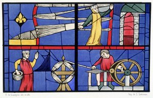 Spinnerei. Facsimile der Glasfenster der Kathedrale von Amiens - in „Histoire de la peinture sur verre“ von Ferdinand de Lasteyrie von French School