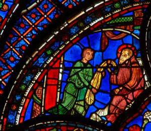 St. Antonius: gibt seinen Mantel einem Jünger von French School