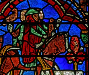 St. Cheron Fenster: Pferd und Hund von French School