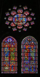 Die Heiligen Kosmas, Damian, Gervais und Proteus; Stifterpriester; die Jungfrau und das Kind oben von French School