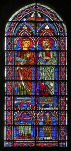 Die Heiligen Kosmas und Damian; Stifterpriester Geoffrey von French School
