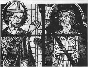 St. Denis übergibt das Oriflamme an den Ritter Clement (Marschall von Metz), Detail, Südrose Verherrlichung unseres Herrn Jesus Christus