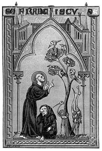 Der heilige Franz von Assisi spricht zu den Vögeln von French School