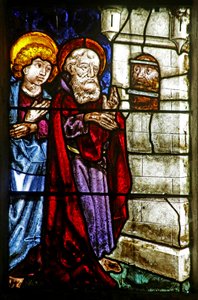 Johannes der Täufer im Gefängnis, besucht von St. Johannes und einem anderen Apostel von French School
