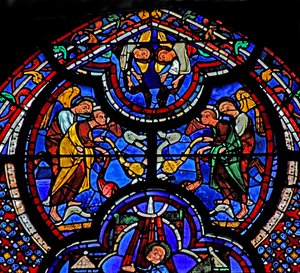 St. Johannes Fenster: Engel erwarten den Tod und die Auferstehung von St. Johannes von French School