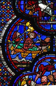St. Johannes Fenster: Verbannt nach Patmos und schreibt die Apokalypse