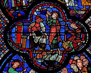 Das St. Johannes-Fenster: Er trinkt den vergifteten Kelch von French School
