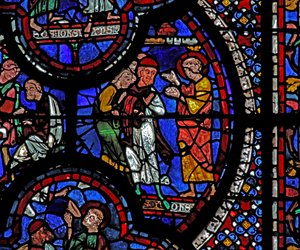 St. Johannes Fenster: Er repariert zerbrochene Edelsteine von French School