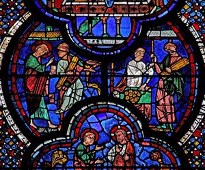 St. Johannes Fenster: Das Wunder der Verwandlung von Stöcken in Gold von French School