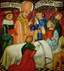 St. Sulpice vollbringt ein Wunder, indem er König Clotaire (gest. 629) heilt