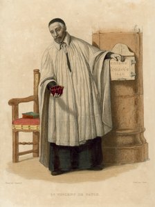Heiliger Vinzenz von Paul (kolorierte Gravur) von French School