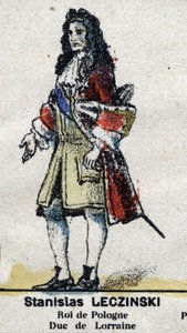 Stanislas I Leszczynski (1677-1766), Herzog von Lothringen und Bar, König von Polen. In "Galerie der Könige und Königinnen von Frankreich und berühmter Persönlichkeiten von 1643 bis 1895" Epinal-Bild. von French School