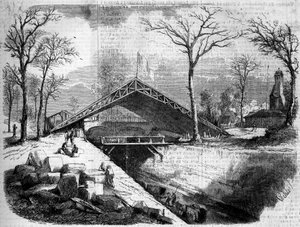 Stand der Arbeiten an der Gletscheranlage des Bois de Boulogne, Paris von French School