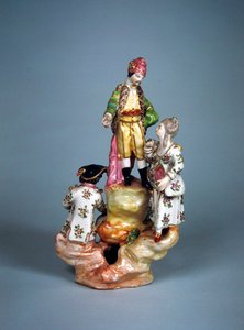 Statuette von vier Personen auf einer Felsenformation (Faience) von French School