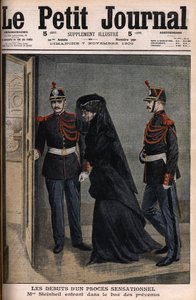 Steinheil-Fall: Marguerite Steinheil (1869-1954) betritt den Anklagekasten - Le Petit Journal, 7. November