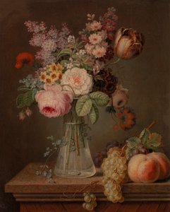 Stillleben mit Blumen in einer Glasvase von French School