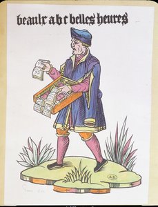 Straßenhändler verkauft Alphabetbücher und Bücher, aus Cris de Paris, ca. 1515 von French School