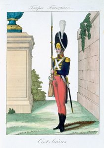 Schweizer Zenturio, aus Troupes Francaises, veröffentlicht bei Basset, Paris, um 1790