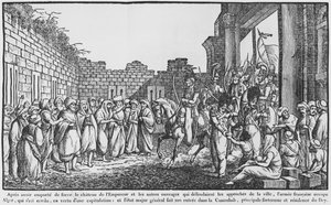 Einnahme von Algier, französische Armee betritt die Kasbah, Illustration aus einem populären Almanach, 1831