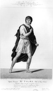 Talma im römischen Kostüm als Titus in einer Aufführung in Paris im Jahr 1793 von Voltaires Tragödie Brutus, 1812