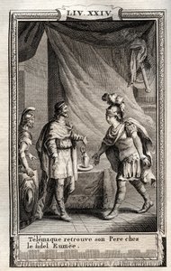 Telemachus findet Ulisse - Gravur von 1798 von Monnet in „Les Aventures de Telemaque, fils d