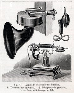 Telefonapparat - Berliner System - Gravur in „La nature“ von 1902