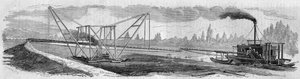 Test eines Baggers für den Bau des Suezkanals. Frankreich