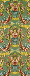 Textil mit wiederholtem Blumenmotiv, Lyoner Werkstatt, um 1730