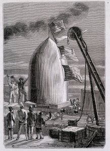 Die Ankunft des Projektils in Stone-Hill - in „Von der Erde zum Mond“ von Jules Verne