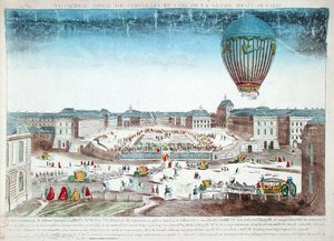 Die Ballonfahrt von Francois Pilatre de Rozier (1754-96) über das Schloss von Versailles, 23. Juni