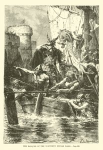 Die Boote der Nordmänner vor Paris von French School