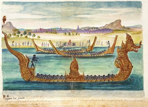 Die Boote des Königs von Siam, aus einem Bericht der Jesuiten in Siam, 1688 von French School