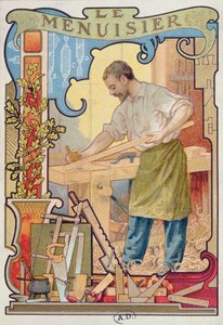 Der Zimmermann, Illustration aus einem Buch über Handwerke, ca. 1899 von French School