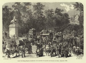Die Champs Elysees am Tag nach der Nachricht vom preußischen Marsch auf Paris, September 1870 von French School