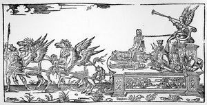 Der Wagen des Ruhms, Teil des Triumphs von Henri II., veröffentlicht 1551