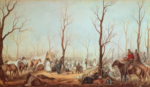 Die Kosaken auf den Champs-Élysées, 1815 (Aquarell auf Papier) von French School