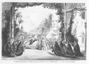 Der Tod der Dido, erste Aufführung von Les Troyens von Hector Berlioz im Théâtre Lyrique, Paris, aus Le Monde Illustré, 14. November 1863