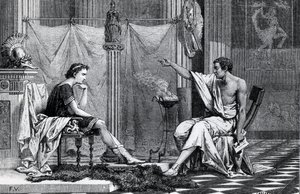 Die Erziehung Alexanders des Großen (356-323 v. Chr.) durch Aristoteles (384-322 v. Chr.) aus einem Buch von L. Figuier
