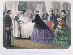 Die Kaiserin Eugenie (1829-1920) besucht die Cholera-Opfer in Amiens am 4. Juli 1866, ca. 1866-70 von French School