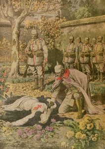 Die Hinrichtung von Edith Cavell (1865-1915) aus Le Petit Journal, November 1915 von French School