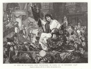 Das Fest der Vernunft in Notre Dame de Paris, 10. November 1793 von French School