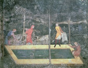 Der Fischteich, aus dem Hirschzimmer, 1343 von French School