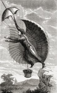 Der fliegende Mann, graviert nach Nicolas Edme Restif de la Bretonne, aus 