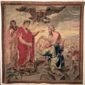 Die Gründung von Konstantinopel, aus der Geschichte der Kaiser Konstantin Serie, Raphael de la Planche Fabrik, Paris, 1633-68 von French School