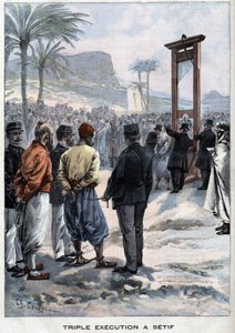 Die französische Guillotine drei Rebellen in Setif in Algerien - in „Le Petit Parisien“ von French School